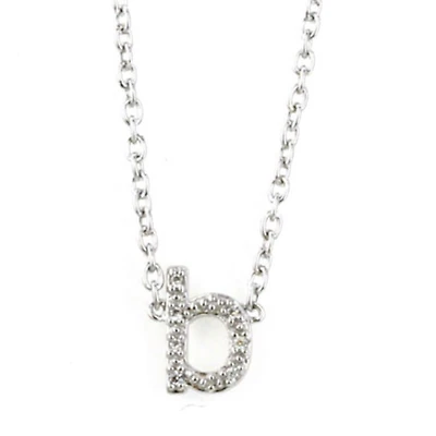 1/25 CTW Natural Diamond Initial 18-inch Pendant in Sterling Silver; Initial B