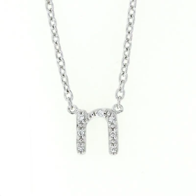 1/25 CTW Natural Diamond Initial 18-inch Pendant in Sterling Silver; Initial N