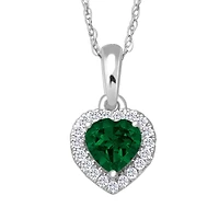 5MM Simulated Emerald and White Sapphire 18-inch Pendant in 10KT White Gold