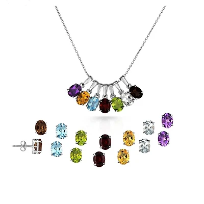 Oval Box Set 18-inch Pendant in Sterling Silver