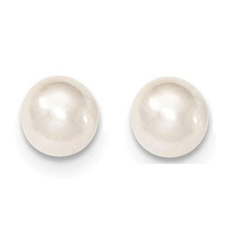 9MM Round Fresh Water Pearl Stud Earrings in 14KT Yellow Gold
