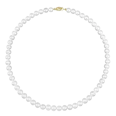 6MM Round Pearl 18-inch Necklace in 14KT Yellow Gold