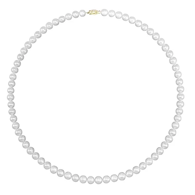7MM Round Pearl Filigree 20-inch Necklace in 14KT Yellow Gold