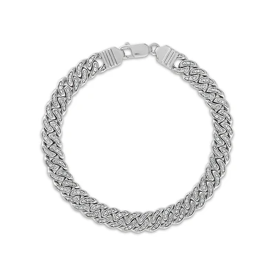 Luxe Layers 3/8 CTW Natural Diamond Cuban Link 9.5-inch Bracelet in Sterling Silver