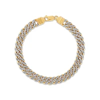 Luxe Layers 3/8 CTW Natural Diamond Cuban Link 9.5-inch Bracelet in Yellow Gold Plated Sterling Silver