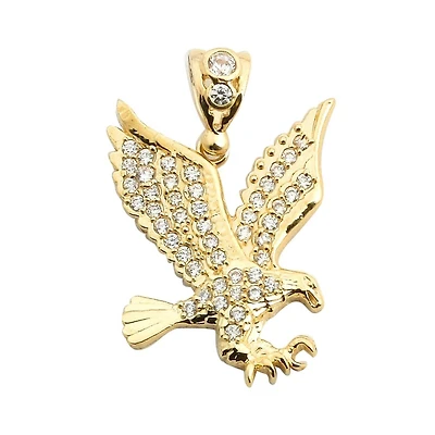 10KT Yellow Gold Cubic Zirconia Eagle Charm. Chain not Included