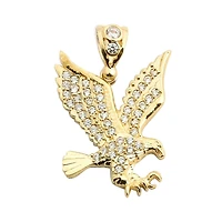 10KT Yellow Gold Cubic Zirconia Eagle Charm. Chain not Included