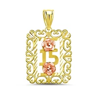 10KT Yellow and Rose Gold 18-inch Quinceanera Pendant. Chain Not Included