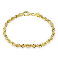 10KT Yellow Gold 8-inch 5.2MM Rope Diamond-cut Bracelet