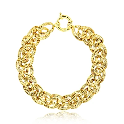 10KT Yellow Gold 7.5-inch 11MM Diamond-cut Braided Link Bracelet