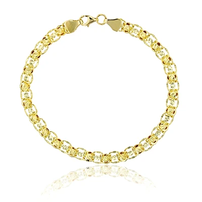 10KT Yellow Gold 7.75-inch 5.3MM Diamond-cut Beaded Bracelet