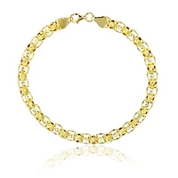 10KT Yellow Gold 7.75-inch 5.3MM Diamond-cut Beaded Bracelet