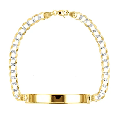 14KT White and Yellow Gold 8.5-inch 5.75MM Cuban Link ID Bracelet