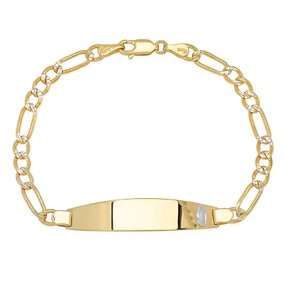 14KT Gold 7-inch ID Bracelet with Guadalupe Engraving