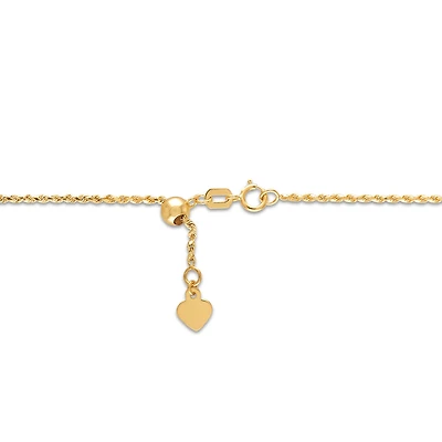 10KT Yellow Gold 24-inch Adjustable Rope Chain