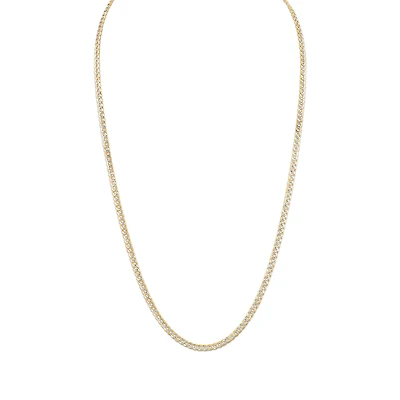 10KT White and Yellow Gold 24-inch 3.5MM Pave Curb Chain