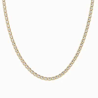 14KT Yellow Gold With Rhodium Plating 22-inch 4.2MM Diamond-cut Pave Anchor Link Chain