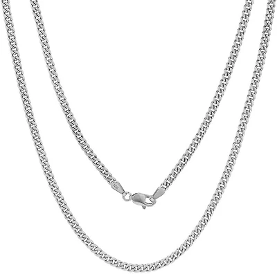 10KT White Gold 20-inch 3.5MM Cuban Link Chain