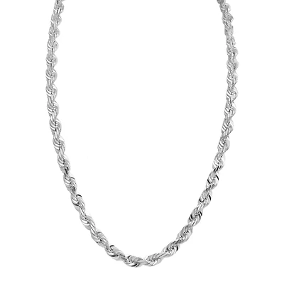 10KT White Gold 22-inch 5.2MM Rope Chain