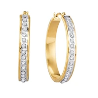 Diamond Fascination 14KT Yellow Gold 25MM Diamond Accent Hoop Earrings