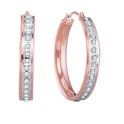 Diamond Fascination 14KT Rose Gold 25MM Diamond Accent Hoop Earrings