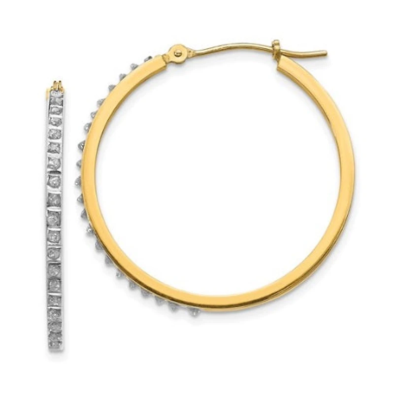 Diamond Fascination 14KT Yellow Gold 33MM Diamond Accent Hoop Earrings