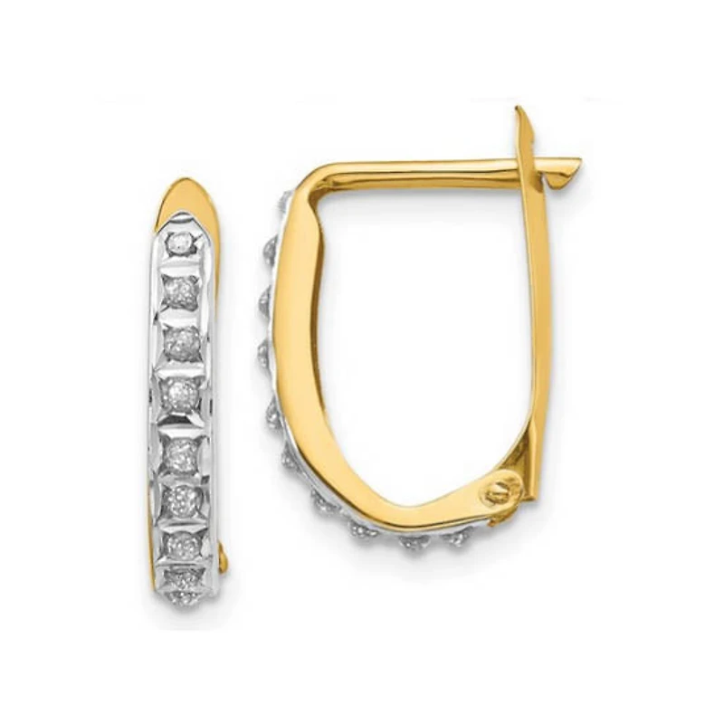 Diamond Fascination 14KT Yellow Gold 15MM Diamond Accent Hoop Earrings