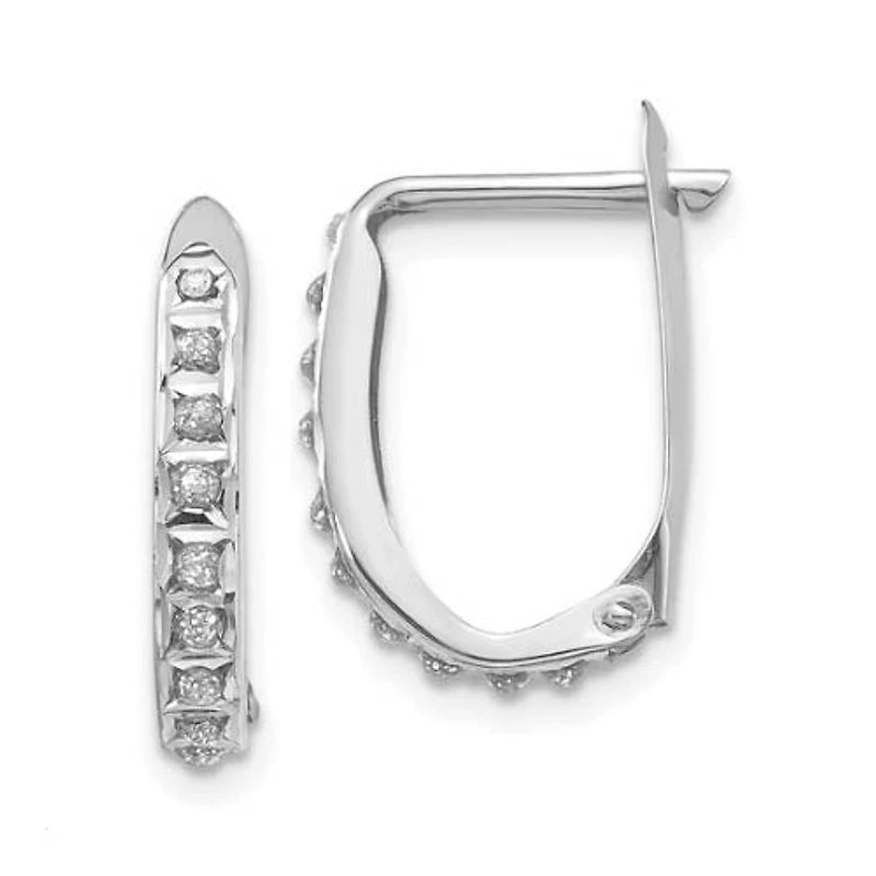 Diamond Fascination 14KT White Gold 15MM Diamond Accent Hoop Earrings