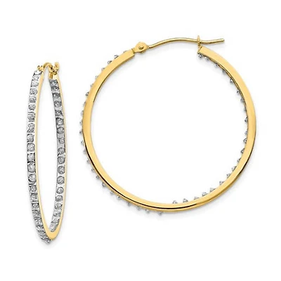 Diamond Fascination 14KT Yellow Gold 33MM Diamond Accent Hoop Earrings