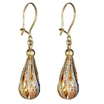 14KT Gold Tri-Color Drop & Dangle Earrings