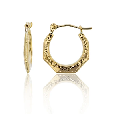 10KT Yellow Gold 2X15MM Hoop Earrings