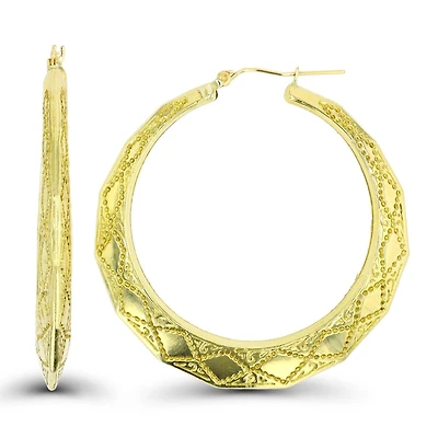 10KT Yellow Gold 50X5.6MM Hoop Earrings