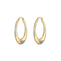 10KT Yellow Gold With Rhodium Plating 29MM Hoop Earrings