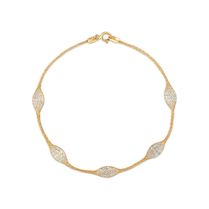 14KT Yellow Gold 7.5-inch Mesh Bracelet with Cubic Zirconia