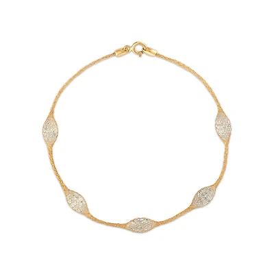 14KT Yellow Gold 7.5-inch Mesh Bracelet with Cubic Zirconia