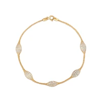 14KT Yellow Gold 7.5-inch Mesh Bracelet with Cubic Zirconia