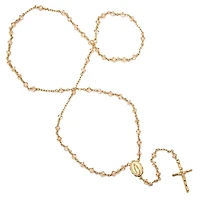 14KT Gold Plated Sterling Silver 24-inch Crystal Bead Rosary Necklace