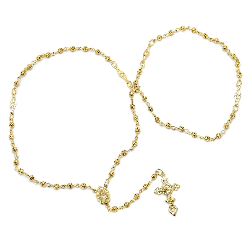 Roberto Martinez 14KT Gold Plated Sterling Silver 4MM Beads 24-inch Rosary Necklace