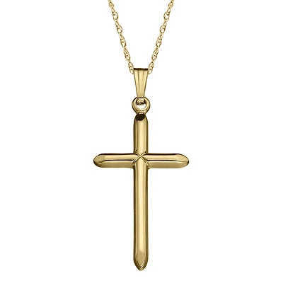14KT Yellow Gold 18-inch Cross Pendant