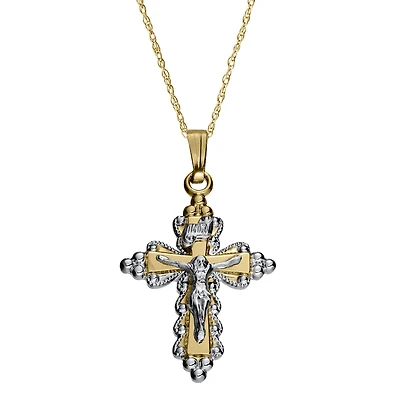 14KT Yellow Gold Filled 18-inch Crucifix Cross Pendant