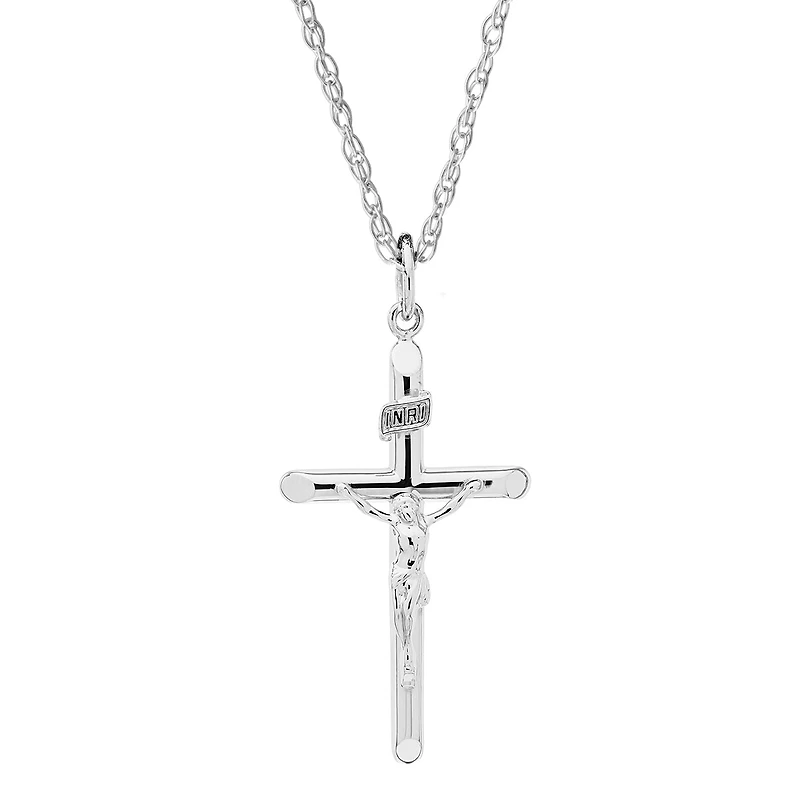 Sterling Silver 18-inch Crucifix Cross Pendant