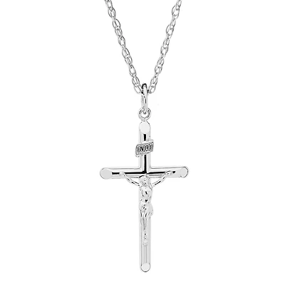Sterling Silver 18-inch Crucifix Cross Pendant