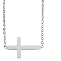 Sterling Silver 18-inch Cross Sideway Pendant
