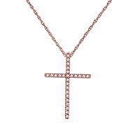 10KT Rose Gold 1/10 CTW Natural Diamond 23X16MM 18-inch Cross Pendant