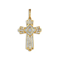 10KT Yellow Gold 2 CTW Natural Diamond 44X24MM Cross Pendant. Chain not Included