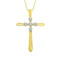 10KT Yellow Gold 18X12MM 18-inch Diamond Accent Cross Pendant