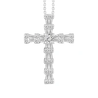 10KT White Gold 1/4 CTW Natural Diamond 18X12MM 18-inch Cross Pendant