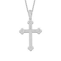 10KT White Gold 1/3 CTW Natural Diamond 37X15MM 18-inch Cross Pendant