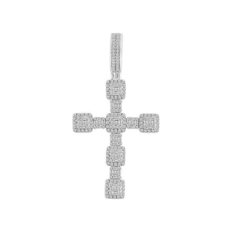 10KT Yellow Gold 1-1/4 CTW Natural Diamond 55X29MM Cross Pendant. Chain Not Included