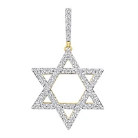 10KT Yellow Gold 3/4 CTW Natural Diamond 33X19MM Star Of David Charm. Chain not Included
